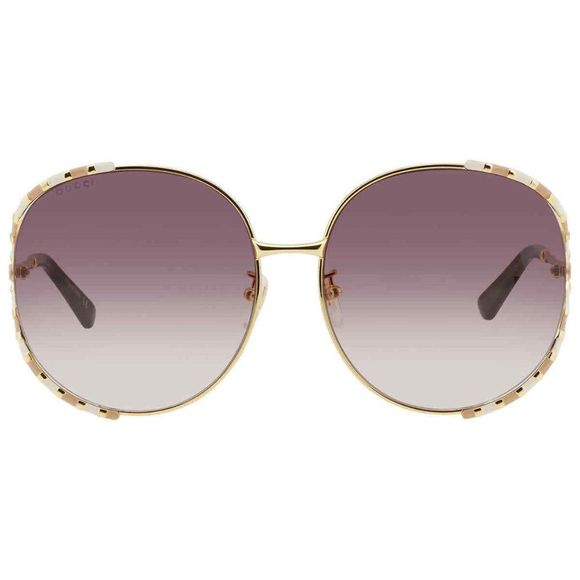 NEW Gucci Brown and Gold Round Women's Sunglasses - Picture 2 of 4